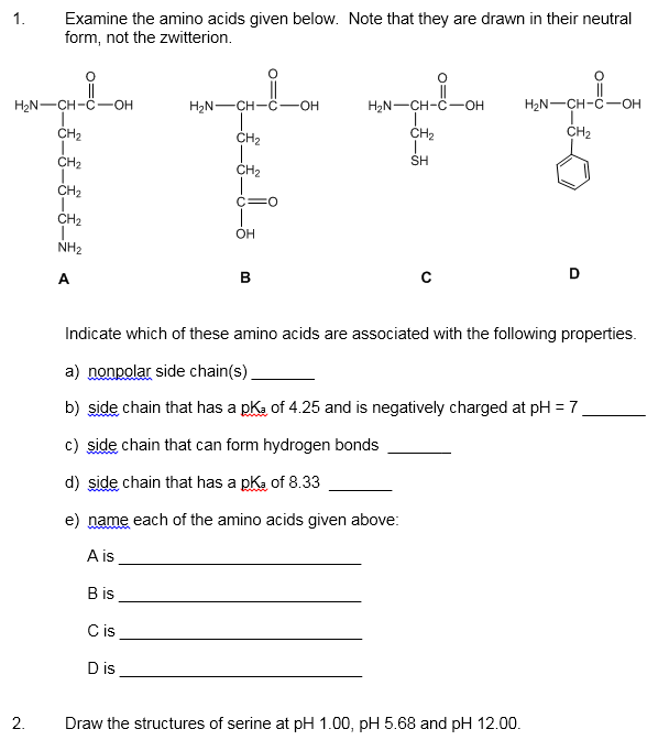 Solved Examine the amino acids given below. Note that they