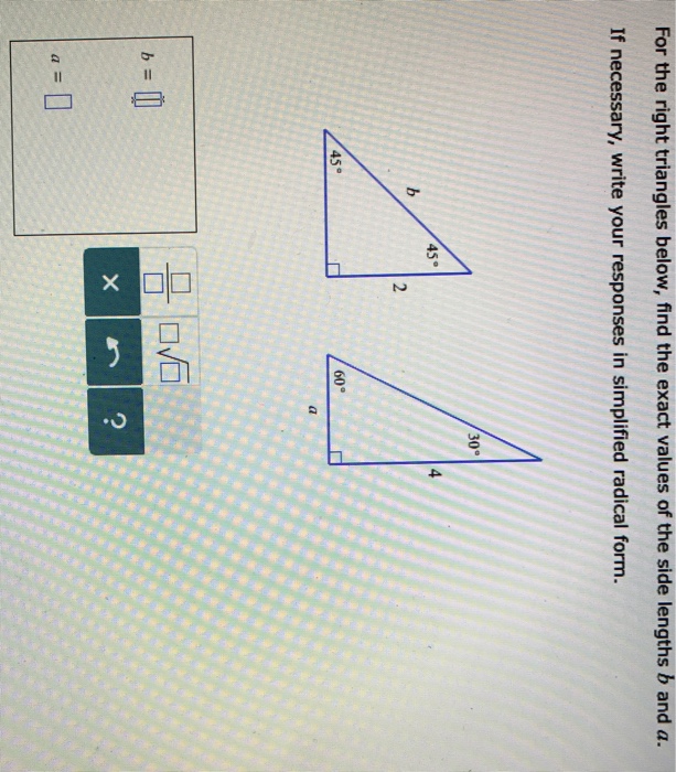 Solved For The Right Triangles Below Find The Exact Values 7536