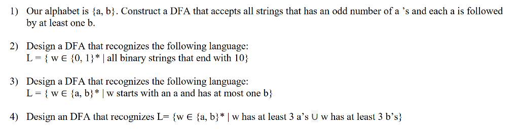 Solved Our Alphabet Is {a, B}. Construct A DFA That Accepts | Chegg.com