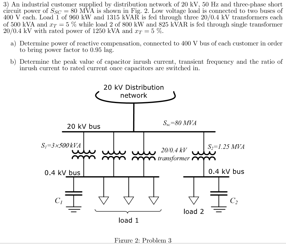 Solved 3) An industrial customer supplied by distribution | Chegg.com