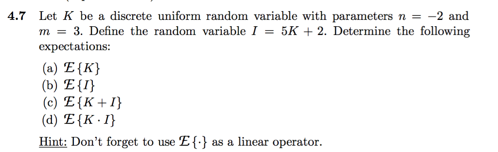 Solved let k be a discrete uniform random variable with chegg