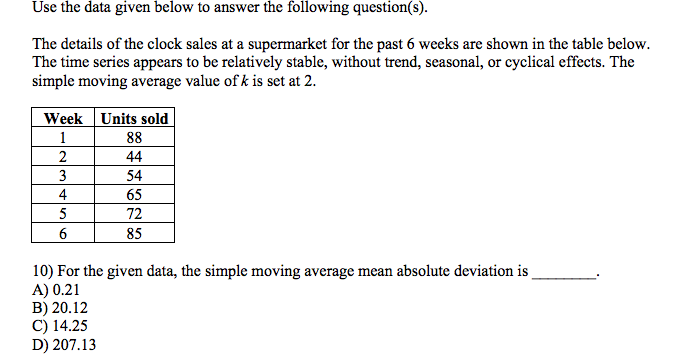 Solved Use the data given below to answer the following | Chegg.com