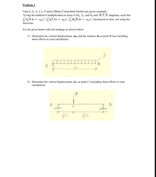 Solved Take E, G, A, I, L, P and k (Shear Correction Factor)