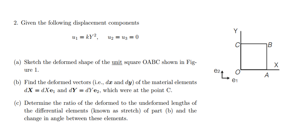 Solved 2. Given the following displacement components (a) | Chegg.com