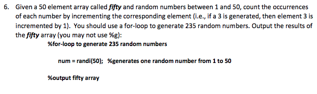 Solved Given a 50 element array called fifty and random | Chegg.com
