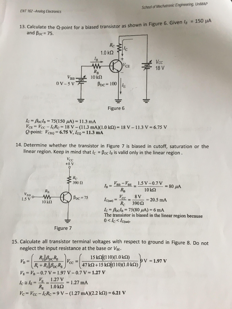 Solved B, Transistor Bias Circuits, BJT Amplifiers FETs And | Chegg.com