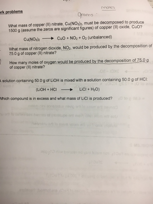 Solved What mass of copper (II) nitrate, Cu(NO_3)_2, must be