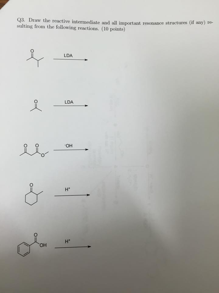 Solved Q3. Draw the reactive intermediate and all important | Chegg.com