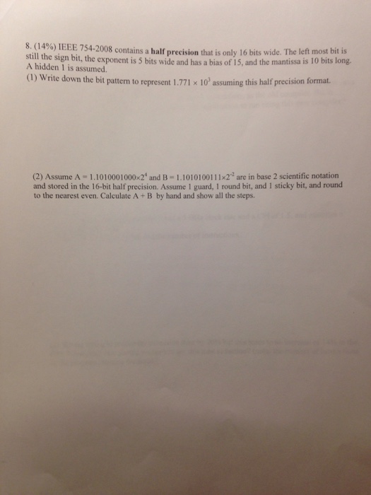 Solved IEEE 754-2008 contains a half precision that is only | Chegg.com