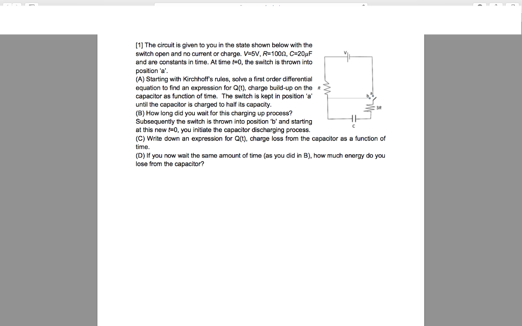 Solved [1] The circuit is given to you in the state shown | Chegg.com