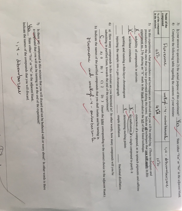 Solved The 3 compounds are flourenone (45%), methyl 4 | Chegg.com