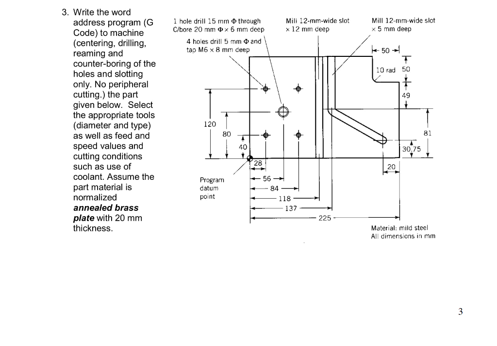 Solved 3. Write the word l hole drill 15 mm ? through C/bore | Chegg.com