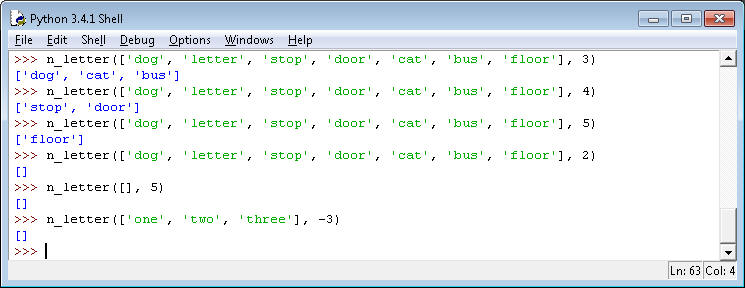 Solved FOR PYTHON: Write a function n_letter() that takes a | Chegg.com