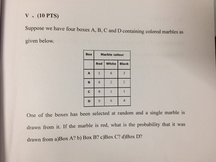 Solved Suppose We Have Four Boxes A, B, C And D Containing | Chegg.com