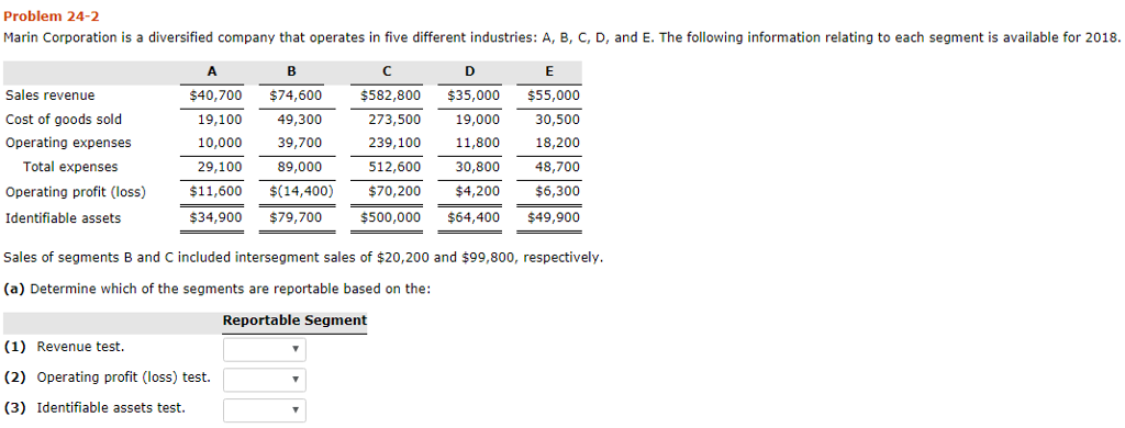 Solved Problem 24-2 Marin Corporation is a diversified | Chegg.com