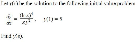 Solved Let y(x) be the solution to the following initial | Chegg.com