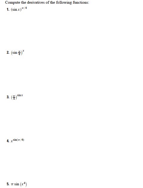 find the derivative of x 2 cos pi 4 sin x