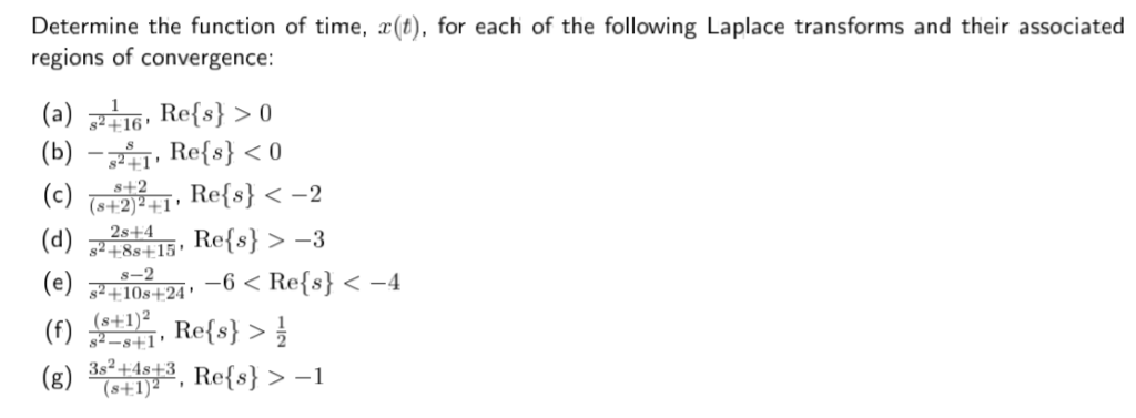 Solved Determine the function of time, x(t), for each of the | Chegg.com