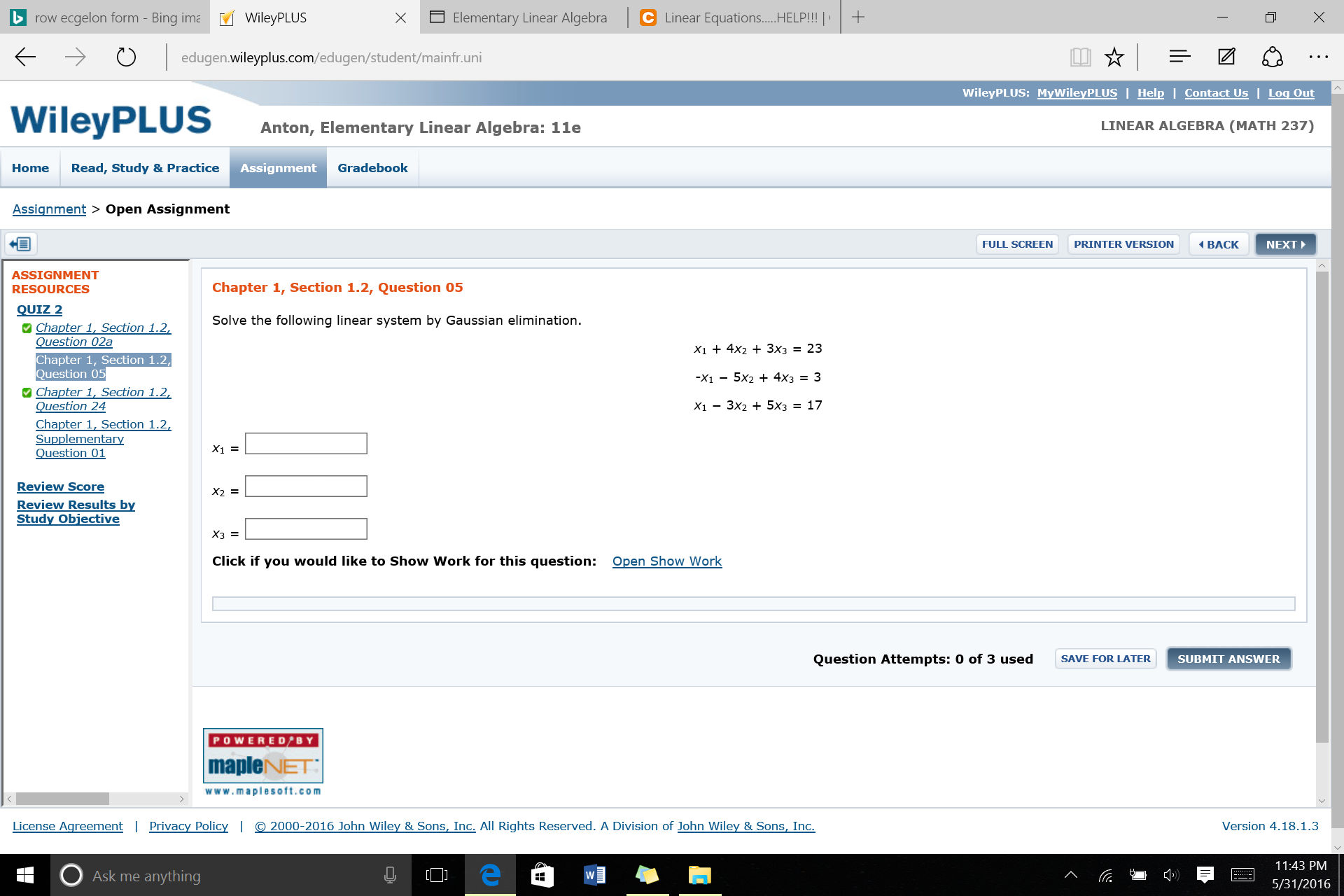 linear equations homework 1 answer key