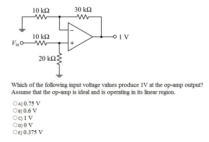 Solved Which of the following input voltage values produce | Chegg.com