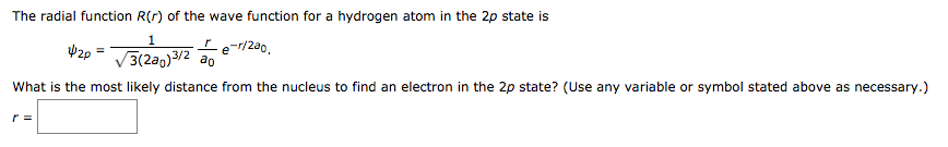 Solved The radial function R(r) of the wave function for a | Chegg.com