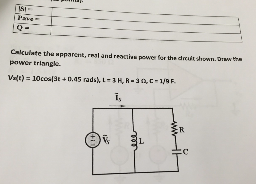 Solved Calculate The Apparent, Real And Reactive Power For | Chegg.com