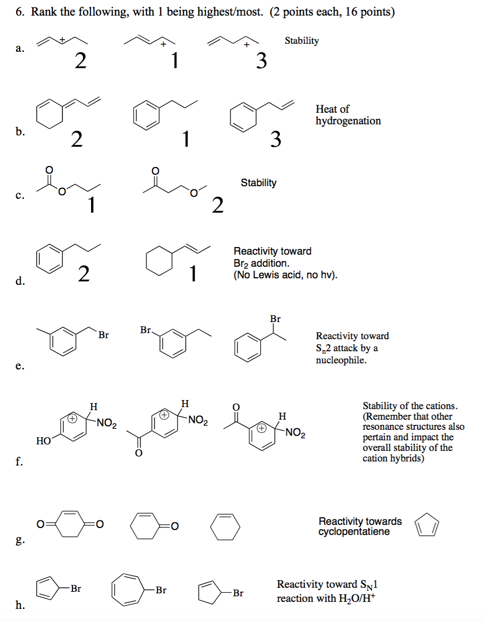 Solved Rank the following, with 1 being highest/most. (I | Chegg.com