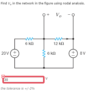 Solved Find Vo in the network in the figure using nodal | Chegg.com