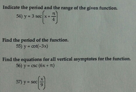Math Period Range Solved Indicate the period and the range of the given | Chegg.com