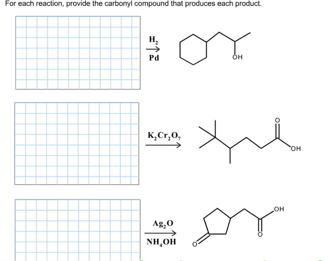 Solved For each reaction, provide the carbonyl compound that | Chegg.com
