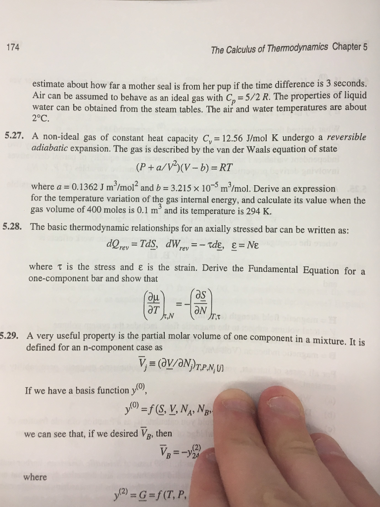 Solved 174 The Calculus of Thermodynamics Chapter 5 estimate | Chegg.com