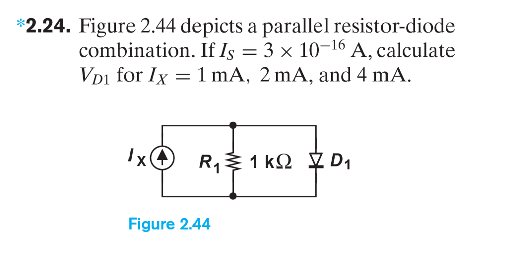 Solved 2.24. Figure 2.44 depicts a parallel resistordiode
