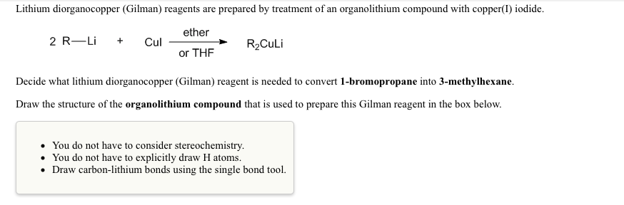 Solved Lithium diorganocopper (Gilman) reagents are prepared | Chegg.com