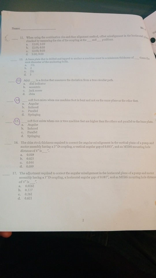 Solved Name: 11. When using the combination rim-and-fuce | Chegg.com