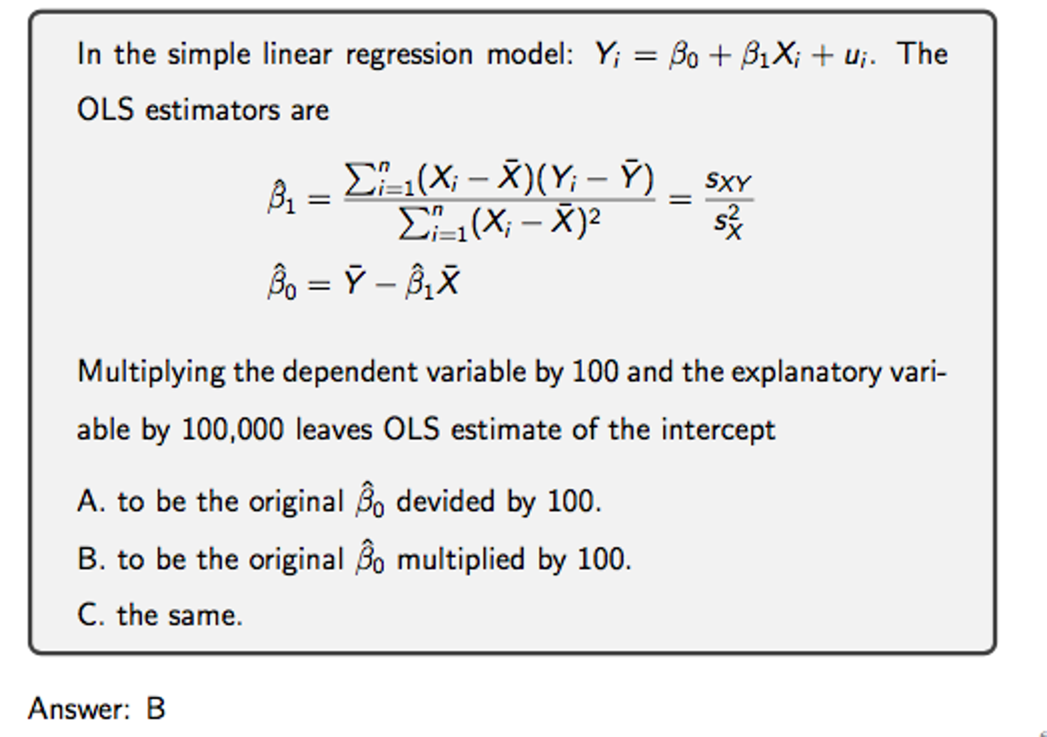 regress y on x