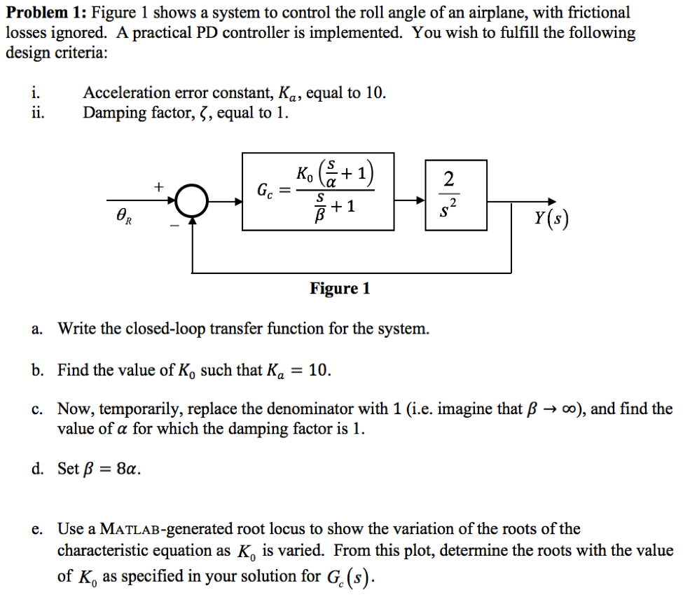 Solved Problem 1: Figure 1 shows a system to control the | Chegg.com