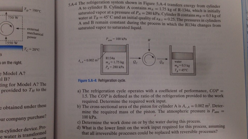 refrigeration system shown in Figure 5.A4 transfers