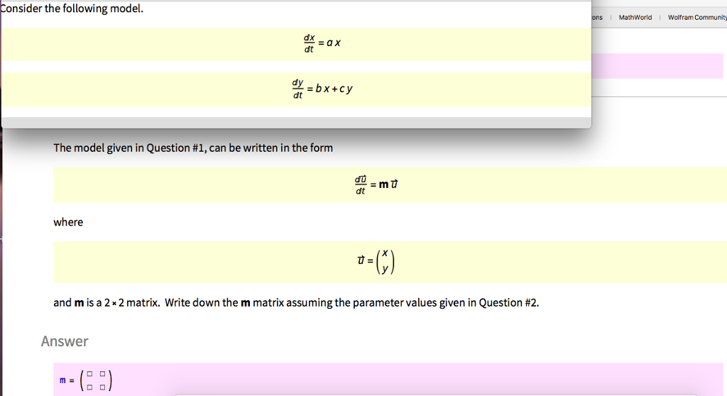 Solved Consider The Following Model. MathWorld Wolfram | Chegg.com