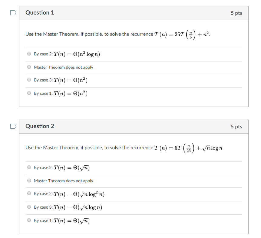 Solved Use The Master Theorem, If Possible, To Solve The | Chegg.com