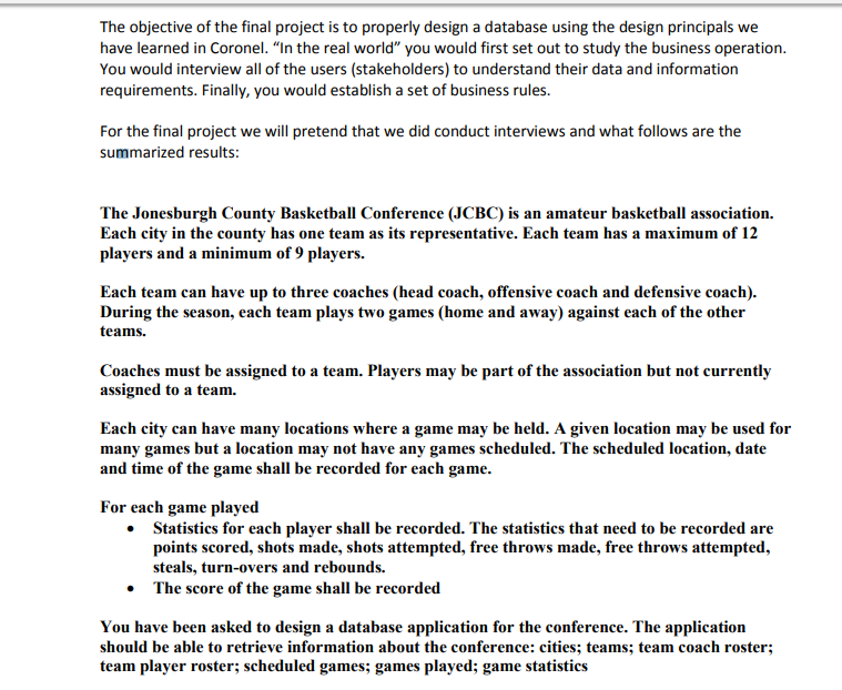 The Objective Of The Final Project Is To Properly Chegg