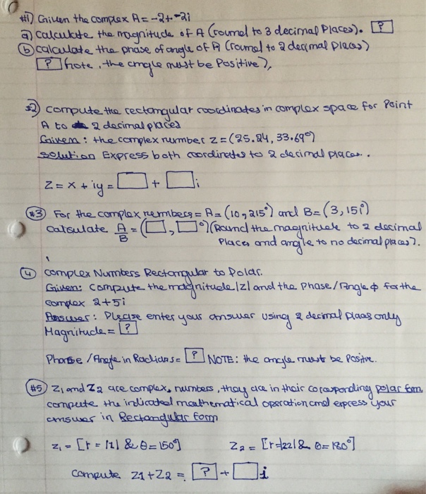 #1 Given the complex A=-2+-2i a) Calculate the | Chegg.com