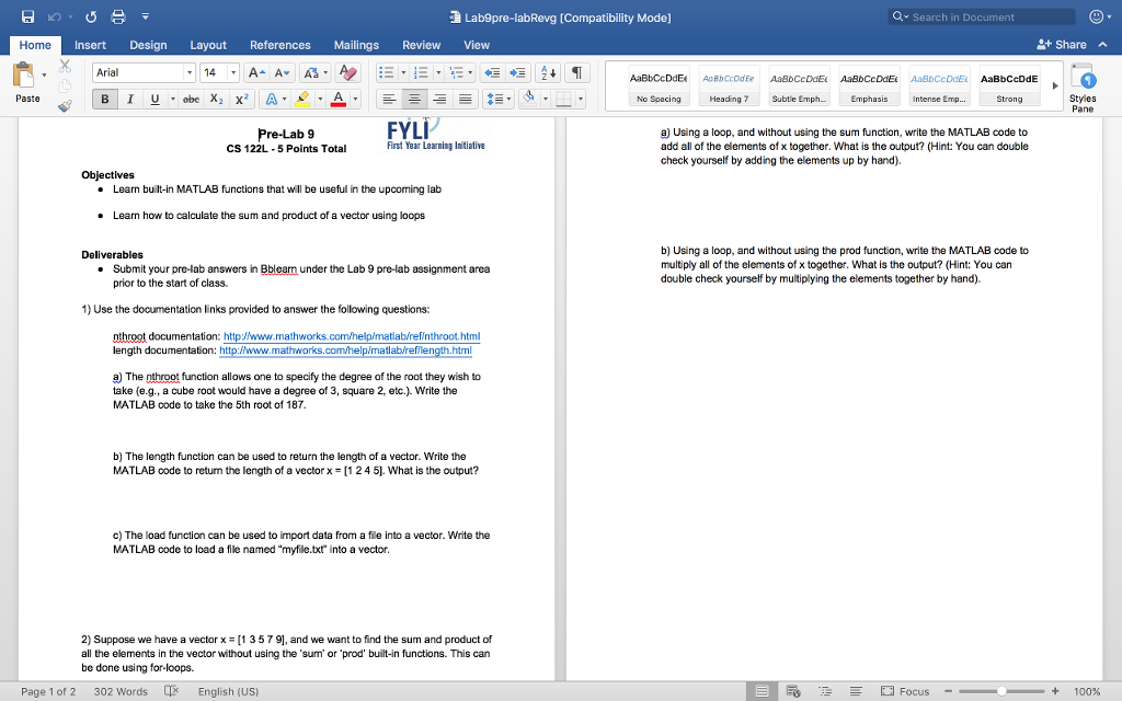 Solved Learn built-in MATLAB functions that will be useful | Chegg.com
