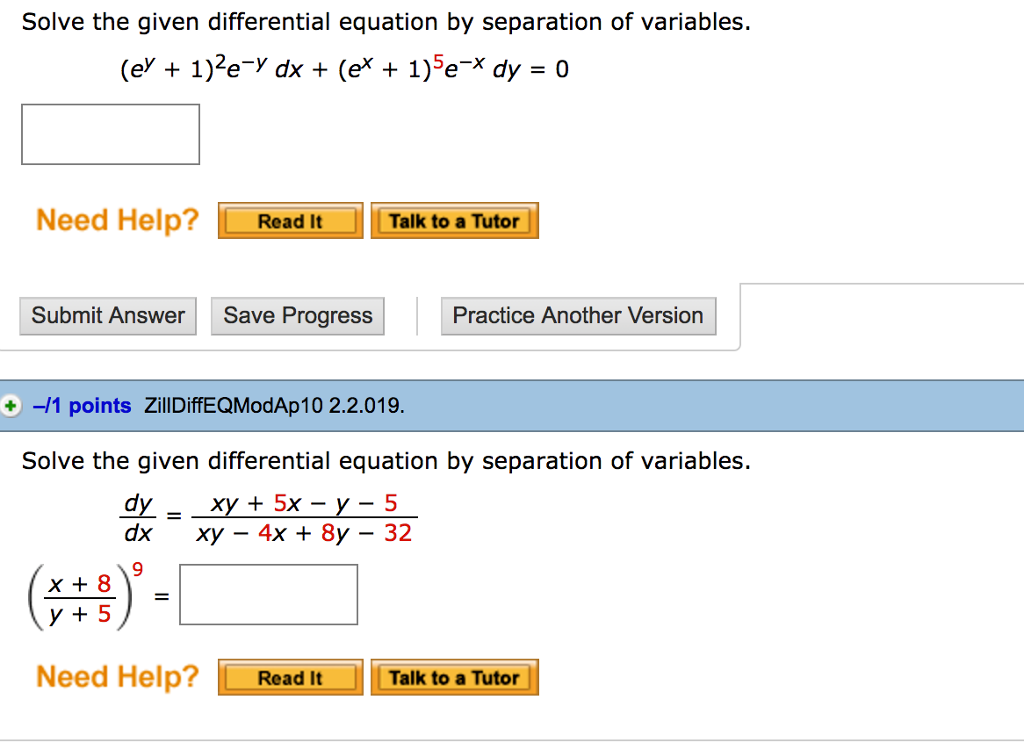 Solved Solve the given differential equation by separation | Chegg.com