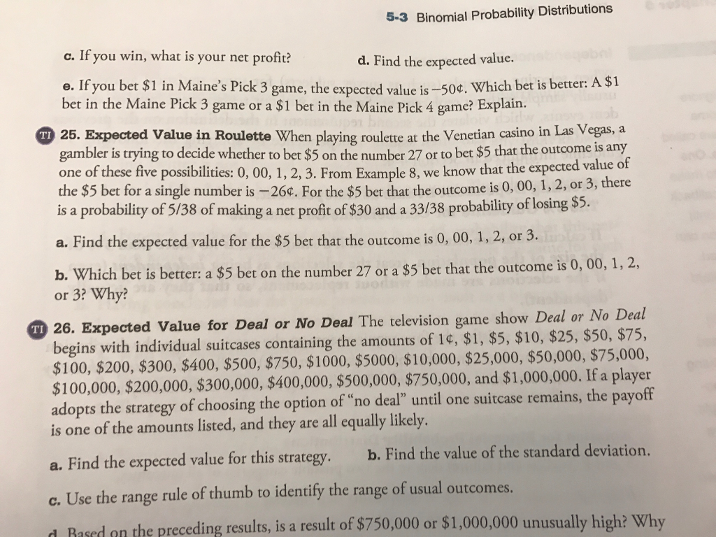 Solved Expected Value in Roulette When playing roulette at