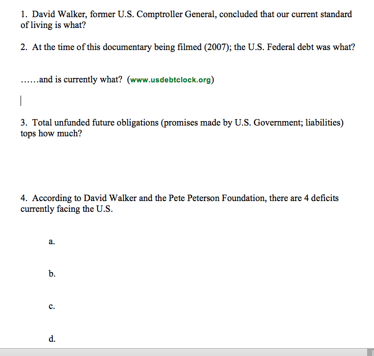 1. David Walker, former U.S. Comptroller General, | Chegg.com