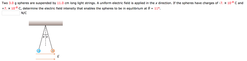Solved Two 3.0 G Spheres Are Suspended By 11.0 Cm Long Light 