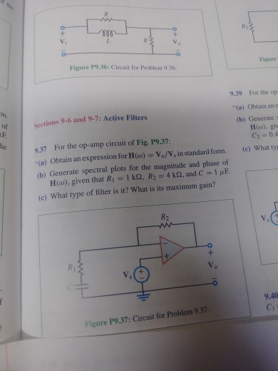 Solved R2 Figure P9.36: Circuit For Problem 9.36 Figare 9.39 | Chegg.com