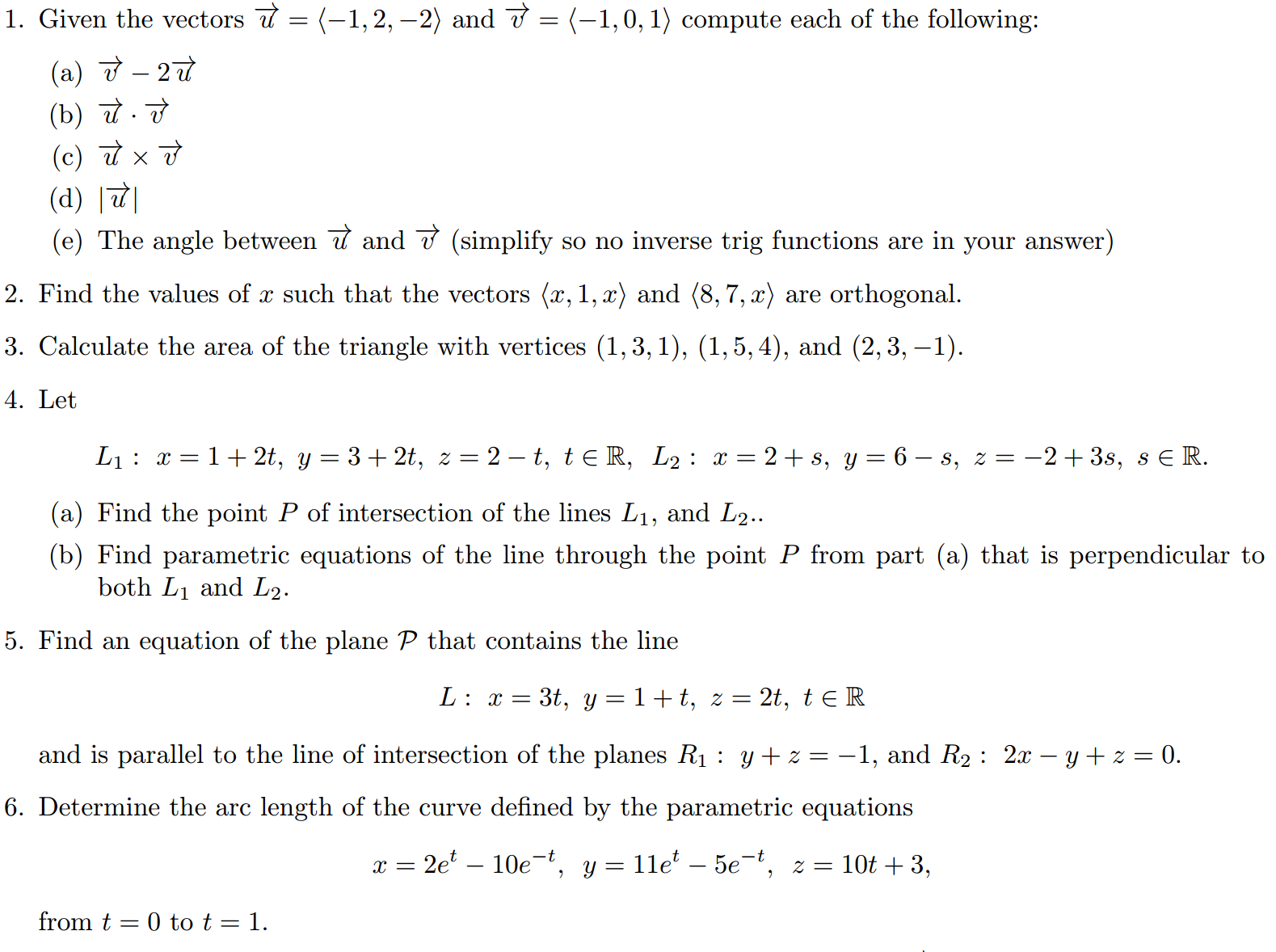 Solved Given the vectors u = (-1, 2, -2) and v = (-1, 0, 1) | Chegg.com