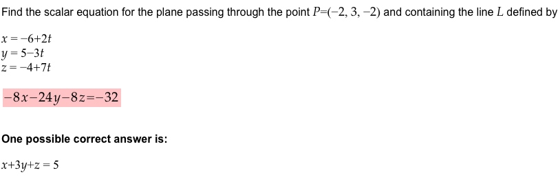Solved Find the scalar equation for the plane passing | Chegg.com