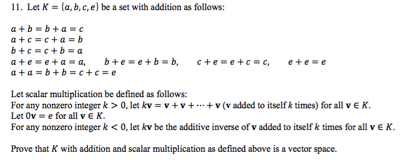 Solved Let K = {a, B, C, E} Be A Set With Addition As | Chegg.com